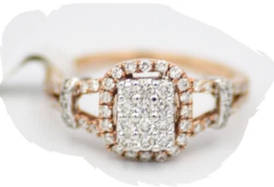 Natural DIAMONDS 0.69 Carat 14kt Solid ROSE Gold Ring Sz6.5 INDIA AUTHENTIC - Picture 1 of 11