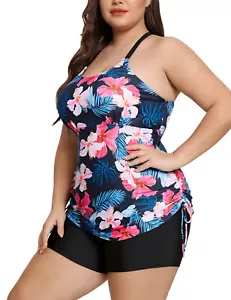 Hanna Nikole Tankini Swimsuit Tummy Control Plus Size Bathing Suit 2 Piece 22W - Picture 1 of 2