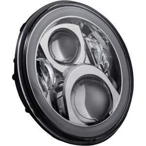 Custom Dynamics CD-7-14-C 7in. LED Halo Headlamp with Harness Adapter - Chrome