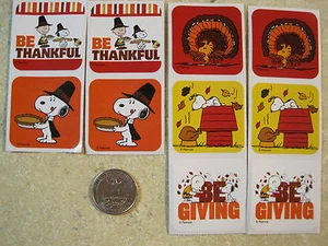 RETIRED 10 MEDIUM * SNOOPY STICKERS PEANUTS * THANKSGIVING TURKEY SCRAPBOOK CUTE - Picture 1 of 2