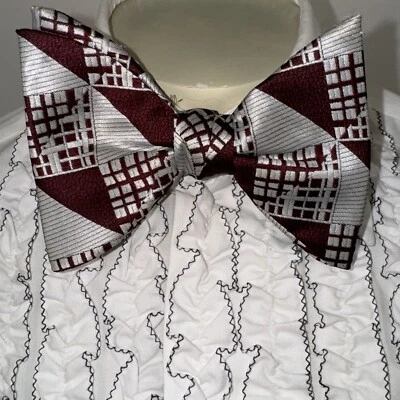 Corbata de moño vintage con clip para hombre floja grande poliéster graduación boda años 70 80 Foto 1 de 4