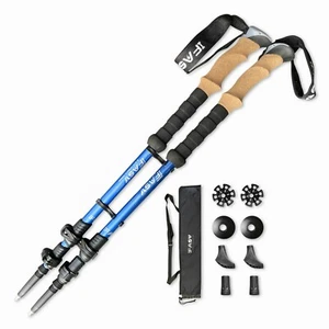 2 Pack Trekking Poles Adjustable Hiking or Walking Sticks Aluminum Quick Lock - Picture 1 of 7