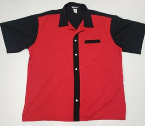 Vintage King Louie Bowling Shirt USA Red Embroidered Button Up Size XL Chicago - Picture 1 of 9