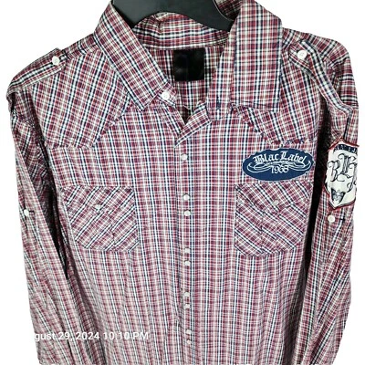 Blac Label Western Shirt Men's 2XL Cowboy Pearl Snap Plaid Be Brave Country  - Image 1 of 4