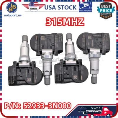 Kit de sensores de presión de neumáticos para Hyundai Santa Fe Sonata TPMS 315 MHz 52933-3N000 4X Foto 1 de 4