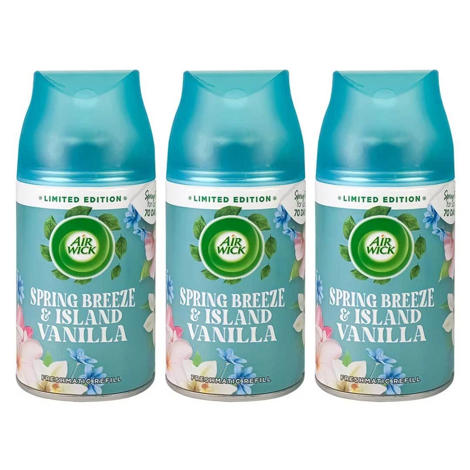 3x Air Wick Lufterfrischer Freshmatic Spring Breeze & Island Vanilla 250ml - Bild 1 von 1