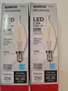 SATCO S29921 2.5CTF/LED/27K/120V 2 BULBS 2.5W=25W 200L 2700K E12 TURN-TIP CLEAR - Picture 1 of 4
