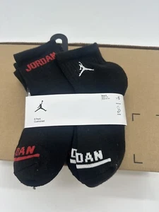 Nike Jordan Ankle Socks 6 Pair Black Size 3Y-5Y - Picture 1 of 3