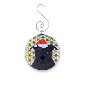 Black Pit Bull Terrier Ornament Holiday Gifts and Collectible Accessories 2.25" - Picture 1 of 13