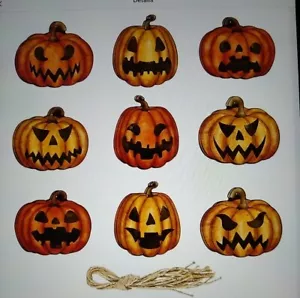 Carta DECORAZIONI ZUCCA DA APPENDERE 9 pezzi nuova vedi foto - Foto 1 di 4