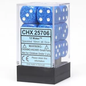 * Chessex Dice D6 Speckled Water 12 Count CHX25706 - Picture 1 of 1