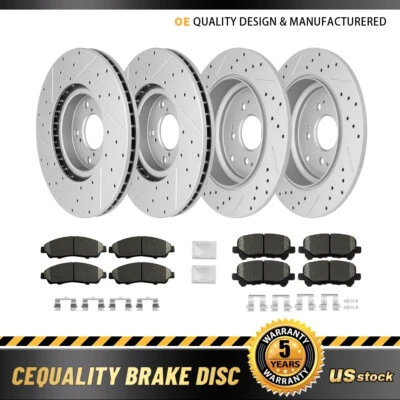 Передние и задние перфорированные роторы + керамические тормозные колодки для Honda Pilot Acura MDX ZDX - Изображение 1 из 4