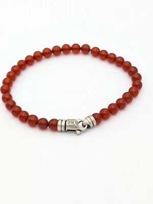 Pulsera de cuentas de cornalina para hombre de plata de ley hecha a mano joyería espiritual Foto 1 de 4