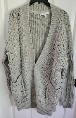 Cárdigan Victoria's Secret Gris Grueso Tejido con Cable Mezcla de Lana de Alpaca Gran Tamaño M Foto 1 de 4
