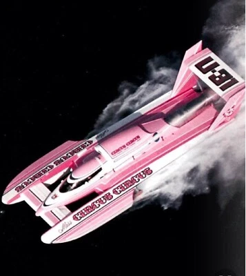 1/8 Scale 1990 Miss Circus Circus Fiberglass RC BOAT HULL DECK & COWL USA MADE ! - Image 1 of 4