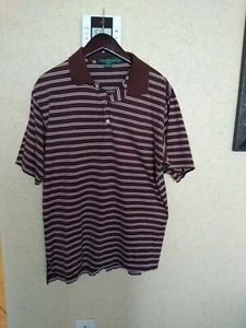 House of Carrington Large Brown White Striped Polo Shirt - Picture 1 of 3