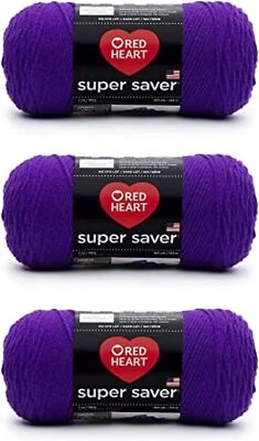 Red Heart Super Saver 紫水晶纱 3 件装 198 克 7 盎司丙烯酸 4 中号精纺 — 第 1/4 张图片