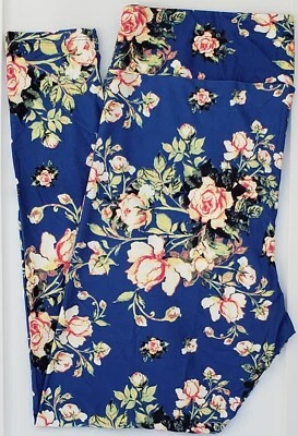 TC2 LuLaRoe Alto y Curvilíneo2 Leggings Lindas Rosas Flores en Azul Nuevo con Etiquetas U25 Foto 1 de 4