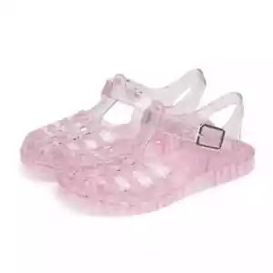 Toddler Girls Jelly Sandals Soft Rubber Closed Toe Pink/ Glitter 8 T - Picture 1 of 4