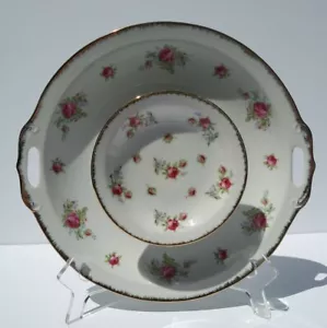 Vintage Lefton China Japan Elegant Rose Pink 2 Tiered Cheese Cracker Platter - Picture 1 of 7
