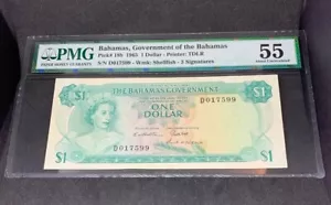 PMG Graded Bahamas, Government Of The Bahamas P18b 1965 $1 Banknote 55 Au - Picture 1 of 6