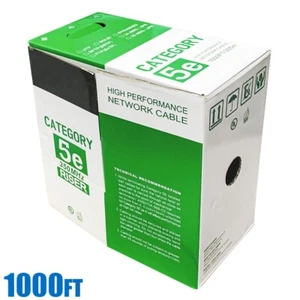1000FT CAT5E Network LAN Ethernet UTP Bulk Cable Solid Copper Wire 24AWG Blue - Picture 1 of 5