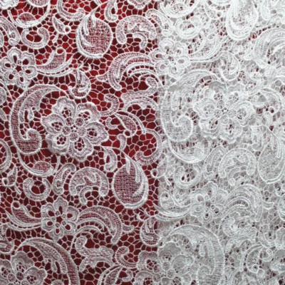 Robe de mariée 36" tissu guipure broderie dentelle florale bricolage - Photo 1/4