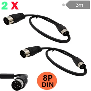 2X MIDI DIN 8 Pin Cable Male to Male DIN Plug Instrument Converter Adapter 3m - Picture 1 of 6
