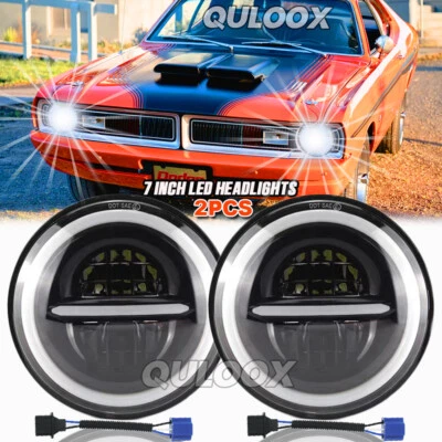 2X For Dodge Dart 1964-1976 DOT 7" inch Round LED Headlights Hi-Lo Sealed Beam - Image 1 of 4