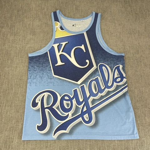 KLEW Kansas City Royals Baseball Tank Top Muscle Shirt Size XL All Over Print Cover