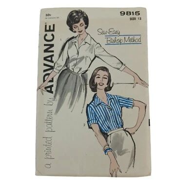 VTG Advance 9545 Pattern BISHOP METHOD Sew-Easy! Blouse 2 Sleeves Misses 12 - Image 1 of 3