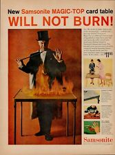 1957 Home Furniture Card Table Samsonite 1950s Vintage Print Ad Magician Fire