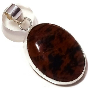 Mahogany Obsidian Jasper Cabochon Gemstone Silver Overlay Handmade Pendant A3958 - Picture 1 of 3