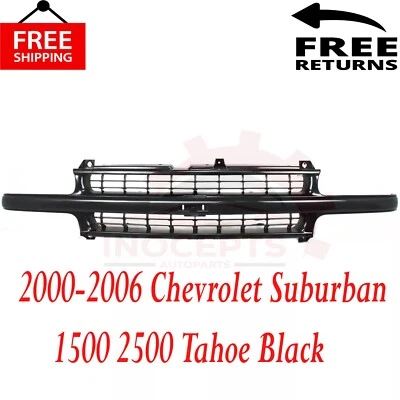Front Plastic Grille For 2000-2006 Chevrolet Suburban 1500 2500 Tahoe Black Foto 1 de 4