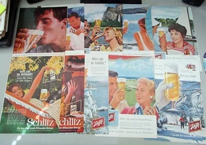 LOT of 10 / 1955 - 1961 / Schlitz Beer Ads / Color Print Ads - Picture 1 of 1