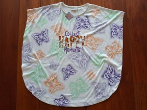 Camisa, túnica, mariposas, lentejuelas, blanco, colorido, 158, 164, 12, 13, ¡nuevo, etiqueta! - Imagen 1 de 4