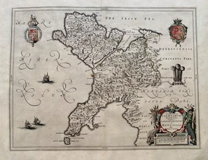 1645 Antique Map; Caernarfonshire & Anglesey. Blaeu. Very Good - Picture 1 of 8