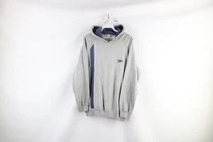 Vintage 70s Speedo Mens Medium Spell Out Striped Hoodie Sweatshirt Heather Gray - Picture 1 of 11