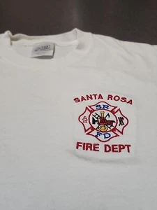 Youth Santa Rosa Fire Department Size Large White Cotton Tshirt - Picture 1 of 5