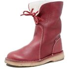 Ladies Lace-up Flat Leather Keep Warm Lining With Fur Mid Calf Casual Snow Boots