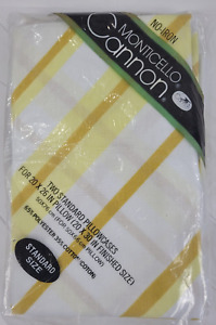 Vintage Cannon Monticello Yellow/Gold Stripe Pillowcases NEW in Pkg Two Standard