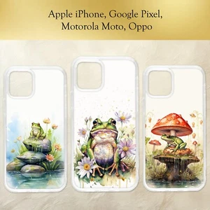 Frog Mushroom Flowers Lake Nature Watercolour Phone Case iPhone Motorola Pixel - Picture 1 of 4