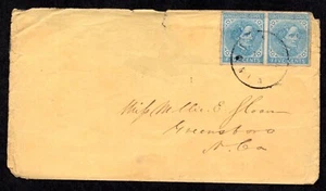 US 1862 CONFEDERATE CIVIL WAR COVER FRANKED PAIR JEFFERSON DAVIS SCOTT #6 TIED - Picture 1 of 2