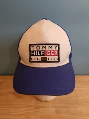 Sombrero vintage Tommy Hilfiger de malla blanca y azul SnapBack Foto 1 de 4