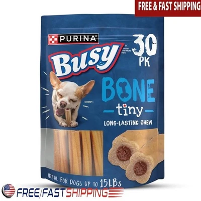 Tiny Dog Chew Treats Long Lasting Real Meat Pork Flavor Rawhide Free Dental Care - Image 1 of 4