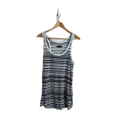 Rag & Bone Knit Medium Racerback Striped Tank Top Womens Black White Sheer Women - Image 1 of 4