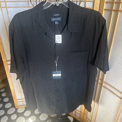 Camisa Joseph & Gross Negra 100% SEDA Manga Corta Abotonada XXL Nueva Con Etiquetas Foto 1 de 4