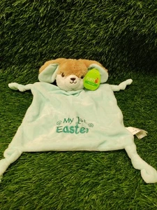 Bunny Blue My 1st Easter Baby Lovey Knotted Security Blanket Happy Go Fluffy NEW - Picture 1 of 2