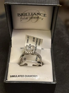 Sterling Silver Bridal Set  Simulated Diamonds New Old stock - Picture 1 of 1