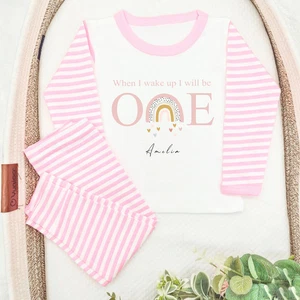 Personalised First Birthday Pink Rainbow Pyjamas - Picture 1 of 5